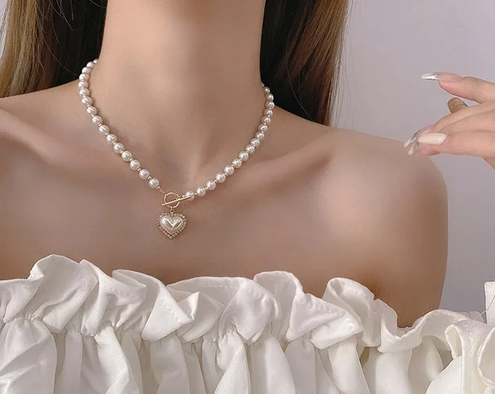 Luxury Pearl Love Heart Necklace