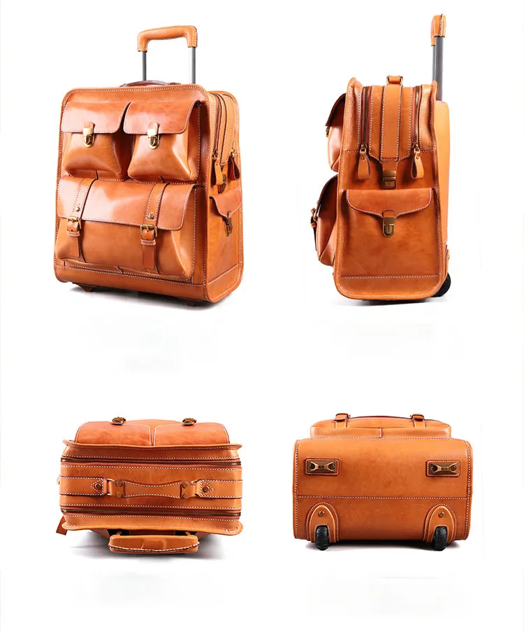 Luxury Vintage Leather Pilot Trolley Case 22" T002