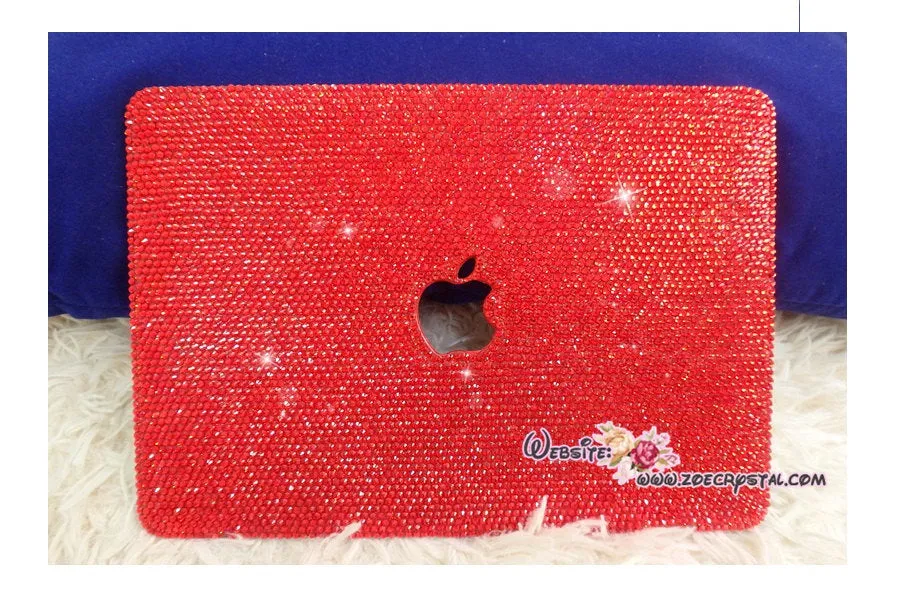 MACBOOK Case Kim Kardashian Kylie Jenner in Red Crystal Rhinestone Glitter Sparky Shinny Bedazzled