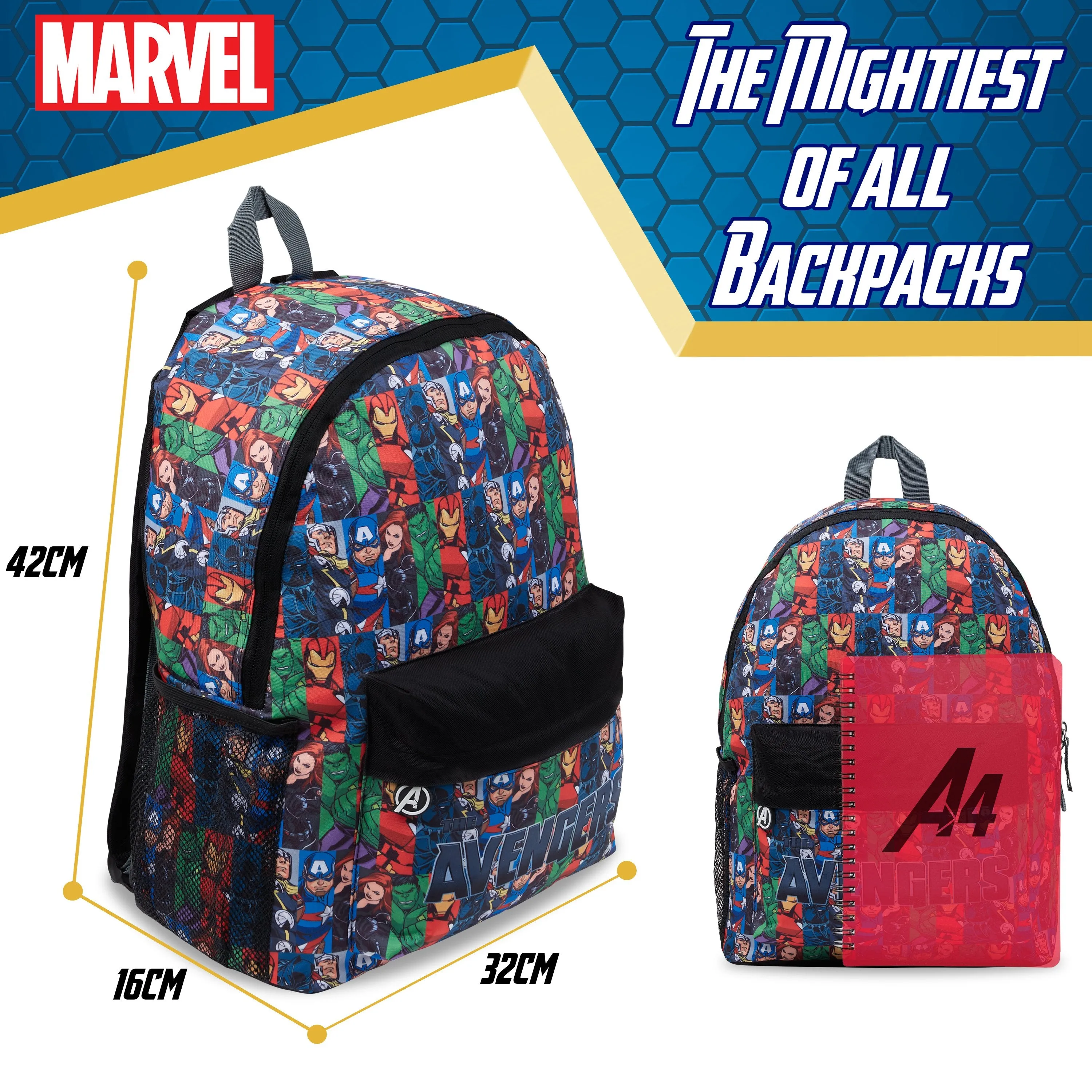 Marvel Avengers Kids Backpack, Large Capacity School Bag For Boys