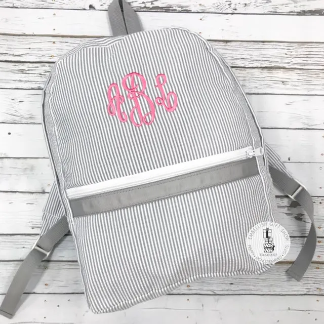 Medium Seersucker Personalized Backpack - Choose Color