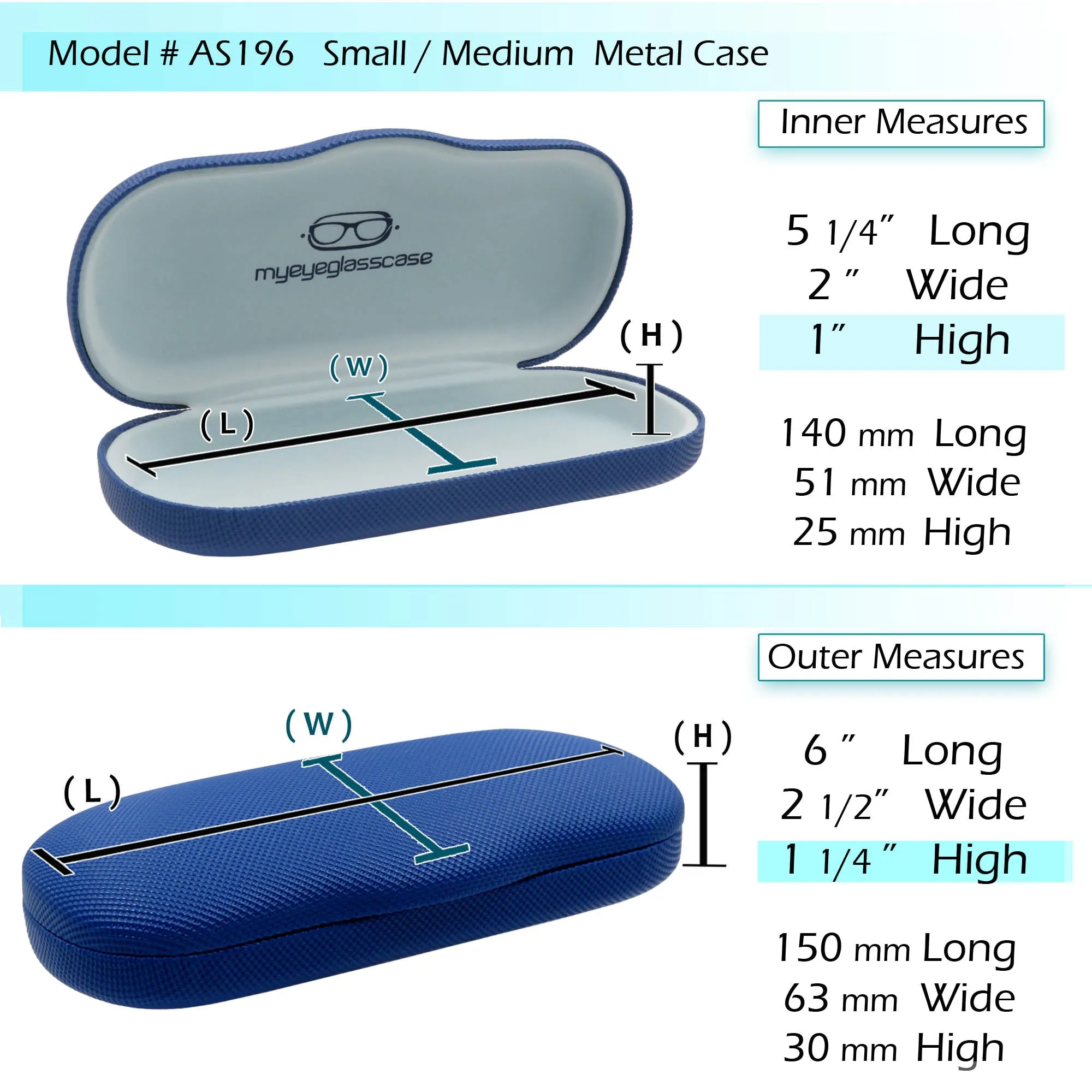 Men Hard Eyeglass Case for Small medium Frames - Glasses Case Holder with pouch and Cleaning Cloth (AS196 Rough Blue)