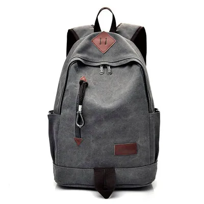 Men Rugged Canvas Backpacks Large Travel Laptop Backbag