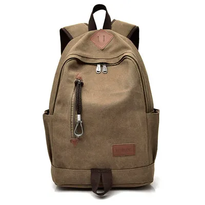 Men Rugged Canvas Backpacks Large Travel Laptop Backbag