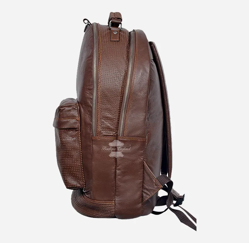 Men's Leather Backpack Classic Leather Laptop Bag Backpack