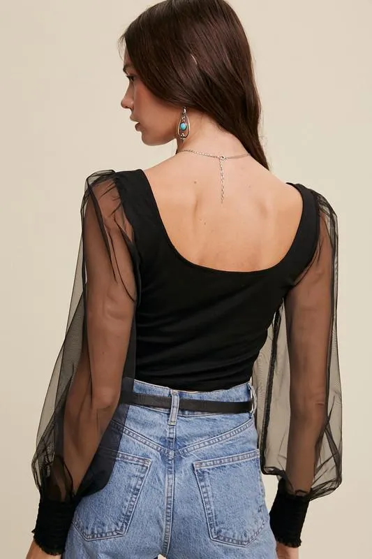 Mesh Sleeve Top