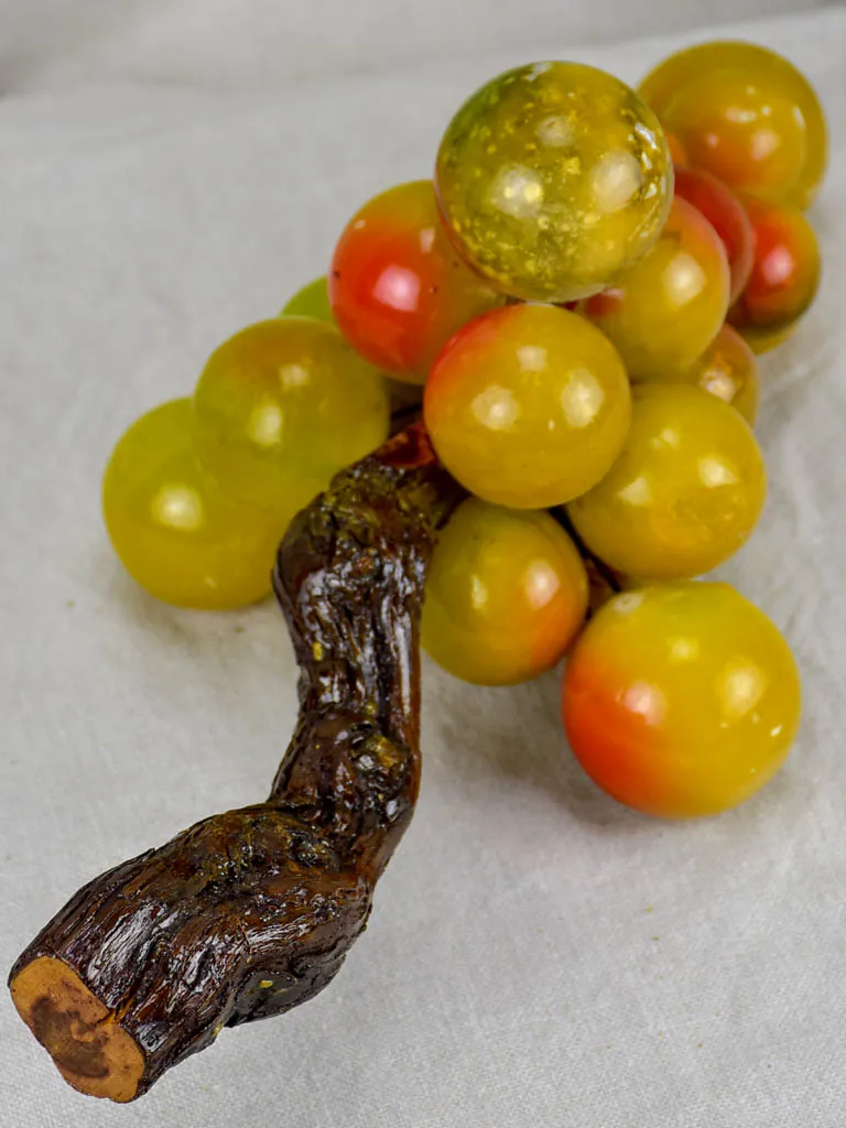 Mid-century alabaster sculpture of oversize grapes on a stem