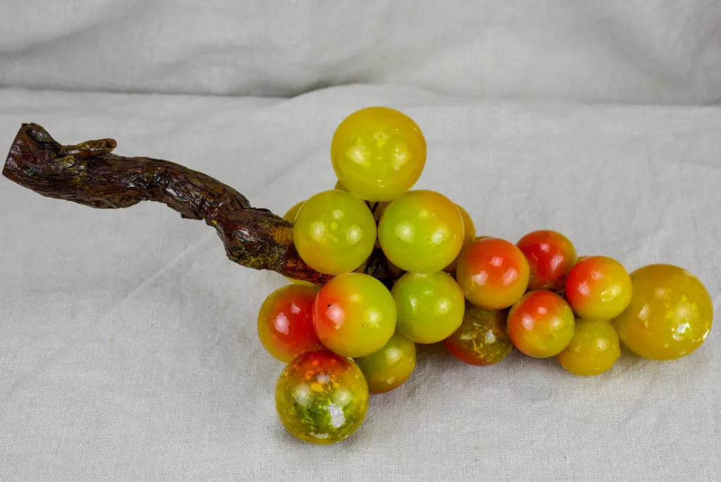 Mid-century alabaster sculpture of oversize grapes on a stem