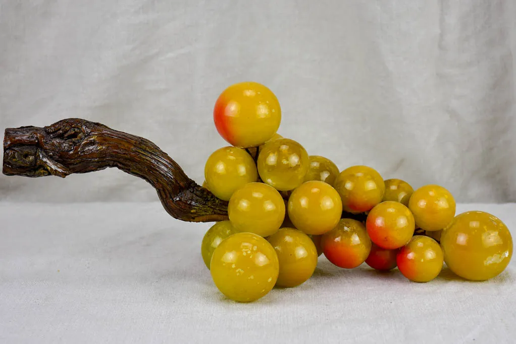 Mid-century alabaster sculpture of oversize grapes on a stem