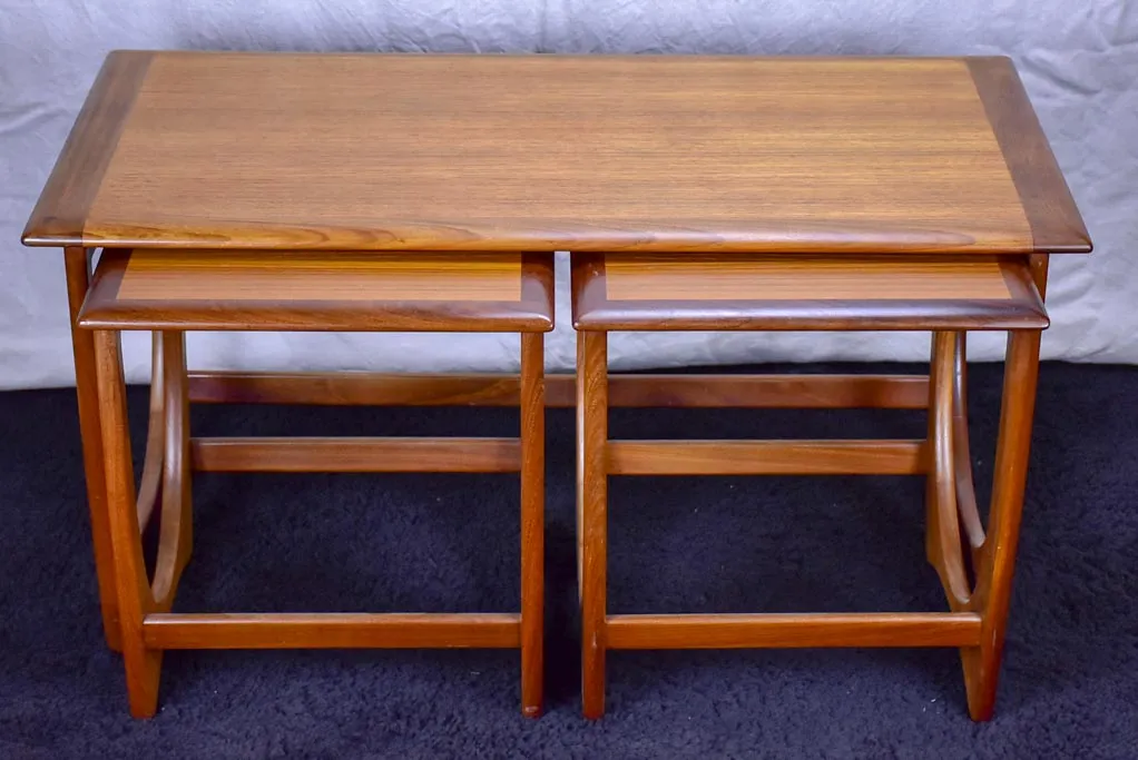 Mid century Scandinavian side table with two nested tables - solid teak