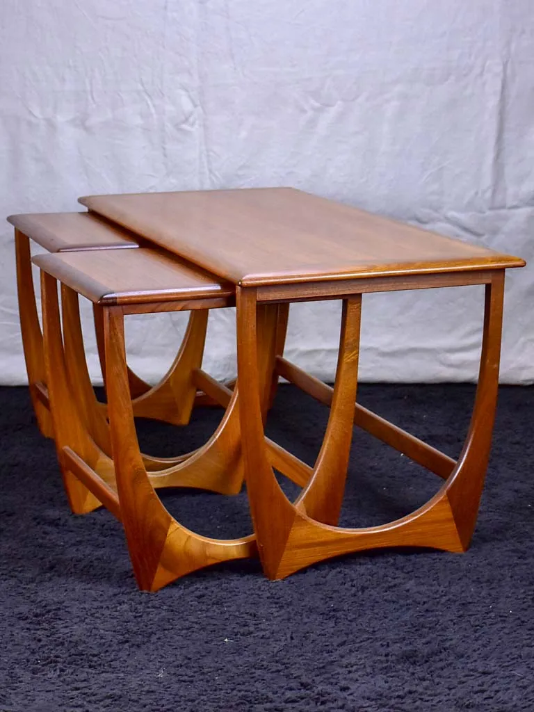 Mid century Scandinavian side table with two nested tables - solid teak