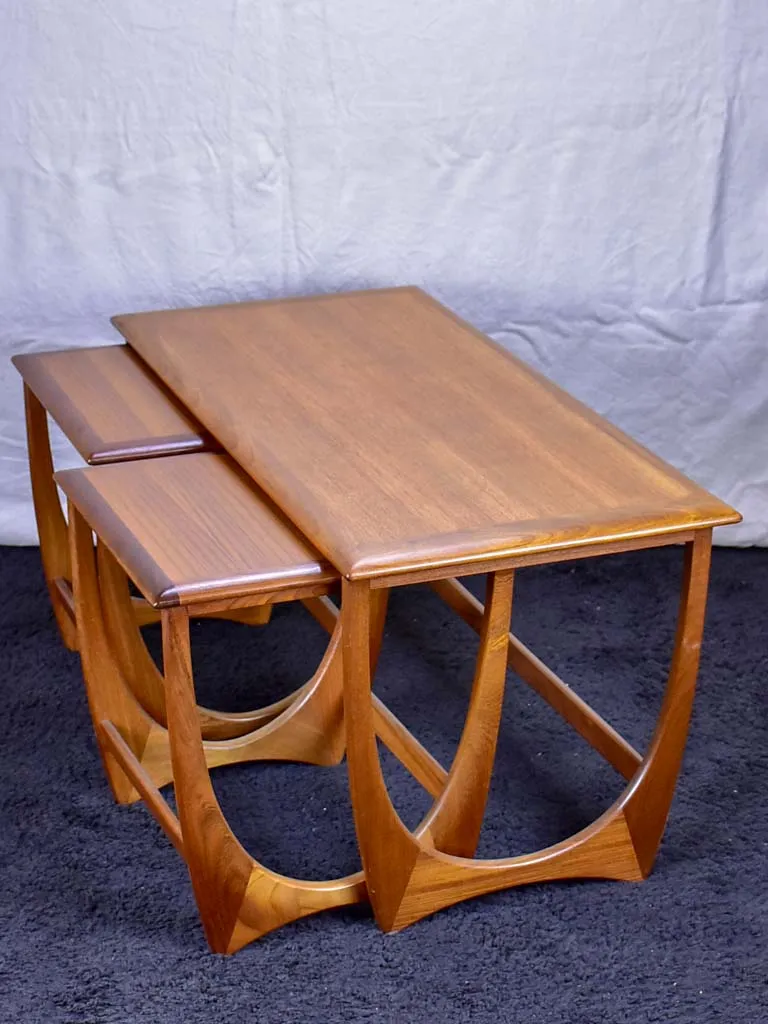 Mid century Scandinavian side table with two nested tables - solid teak