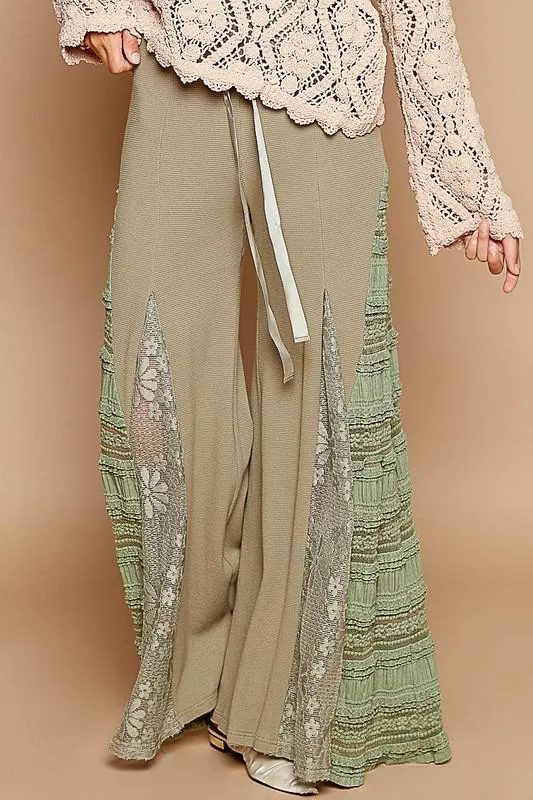 Mix Lace Wide Pants