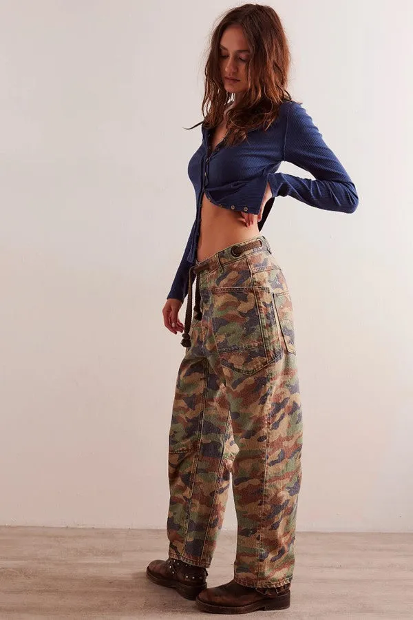 Moxie Printed Barrel Jeans