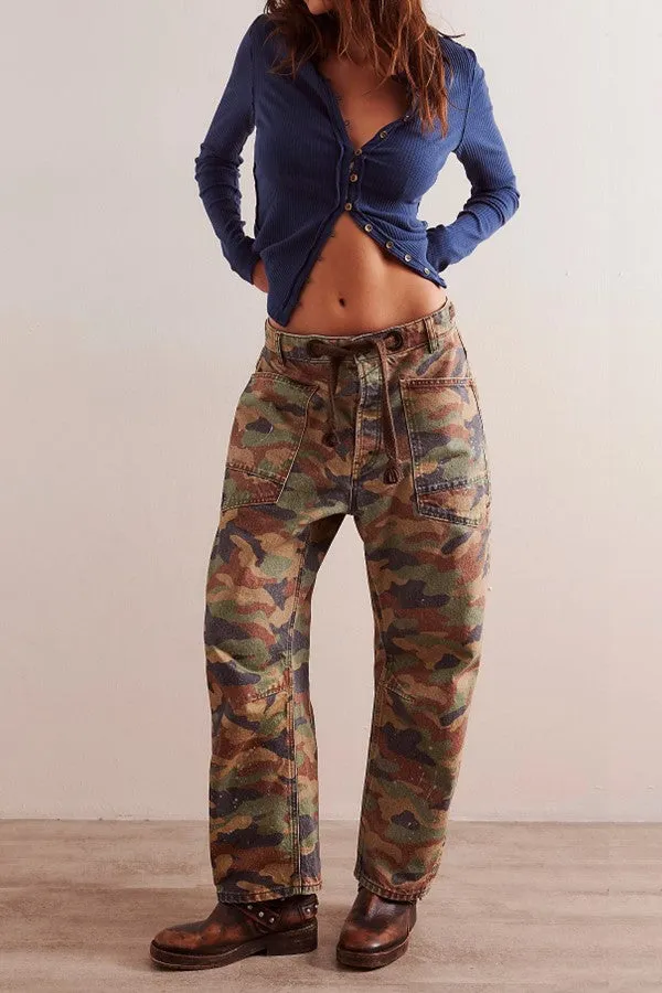 Moxie Printed Barrel Jeans