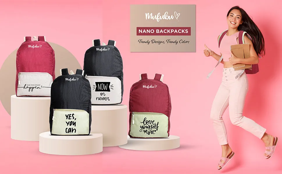 Nano Backpack 15 Ltr Positive Vibes Only Black   Pistachio