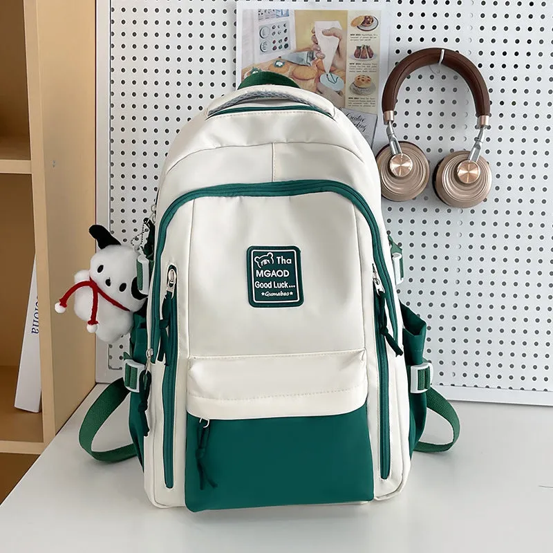 New Large Capacity Backpack Women's Japanese Style Contrast Color Fashion Brand College Students Bag Casual Travel Bag Computer Bag