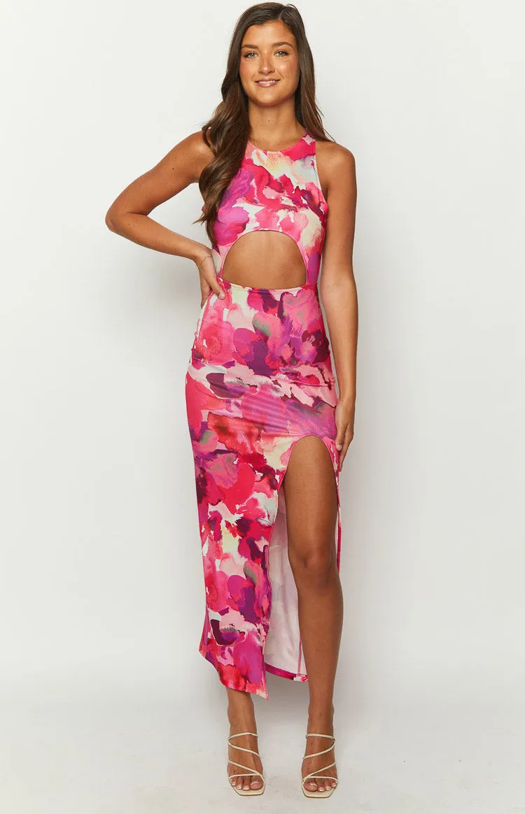 New News Pink Print Maxi Dress