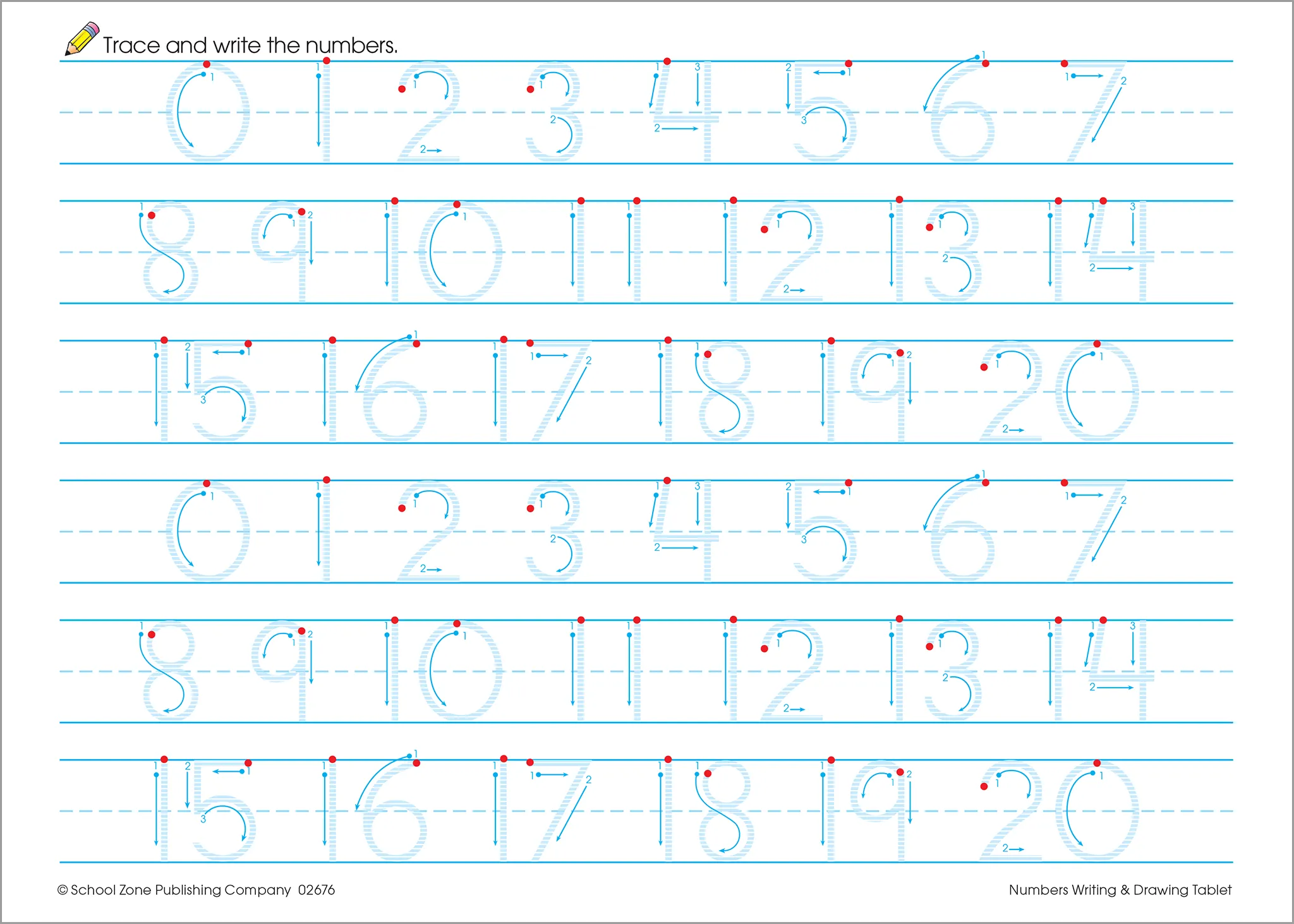 Numbers Writing & Drawing Tablet Workbook