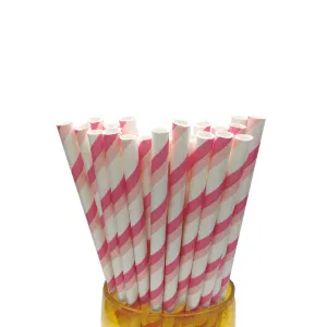 *Paper Straw Pack of 25, Thin Stripes Pastel Pink