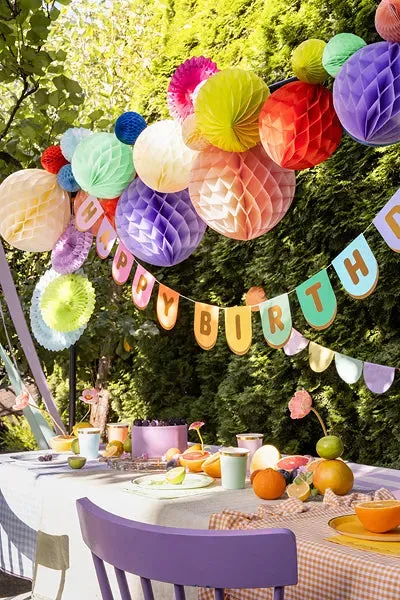 Pastel & Gold Happy Birthday Banner