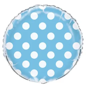 Pastel Blue Dots Round Foil Balloon 45cm