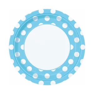 Pastel Blue Dotty Paper Plates 23cm 8pk