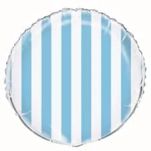 Pastel Blue Stripes Foil Balloon 45cm