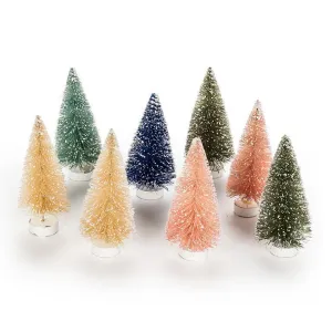 Pastel Bottle Brush Trees - Set of 8