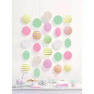 Pastel Hanging Circle Decorations Paper w/Hot-Stamp 5pk