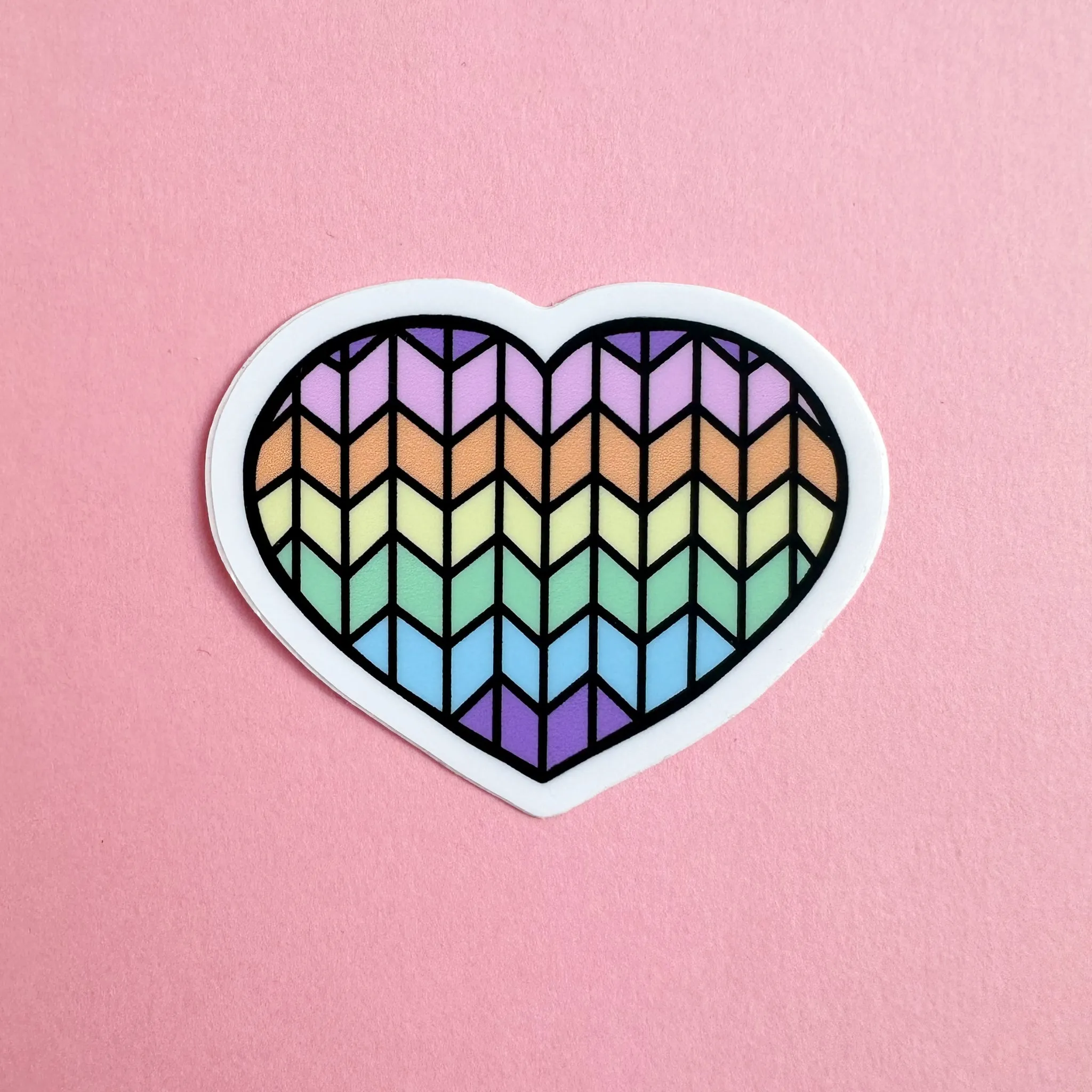 Pastel Rainbow Knit Heart Sticker