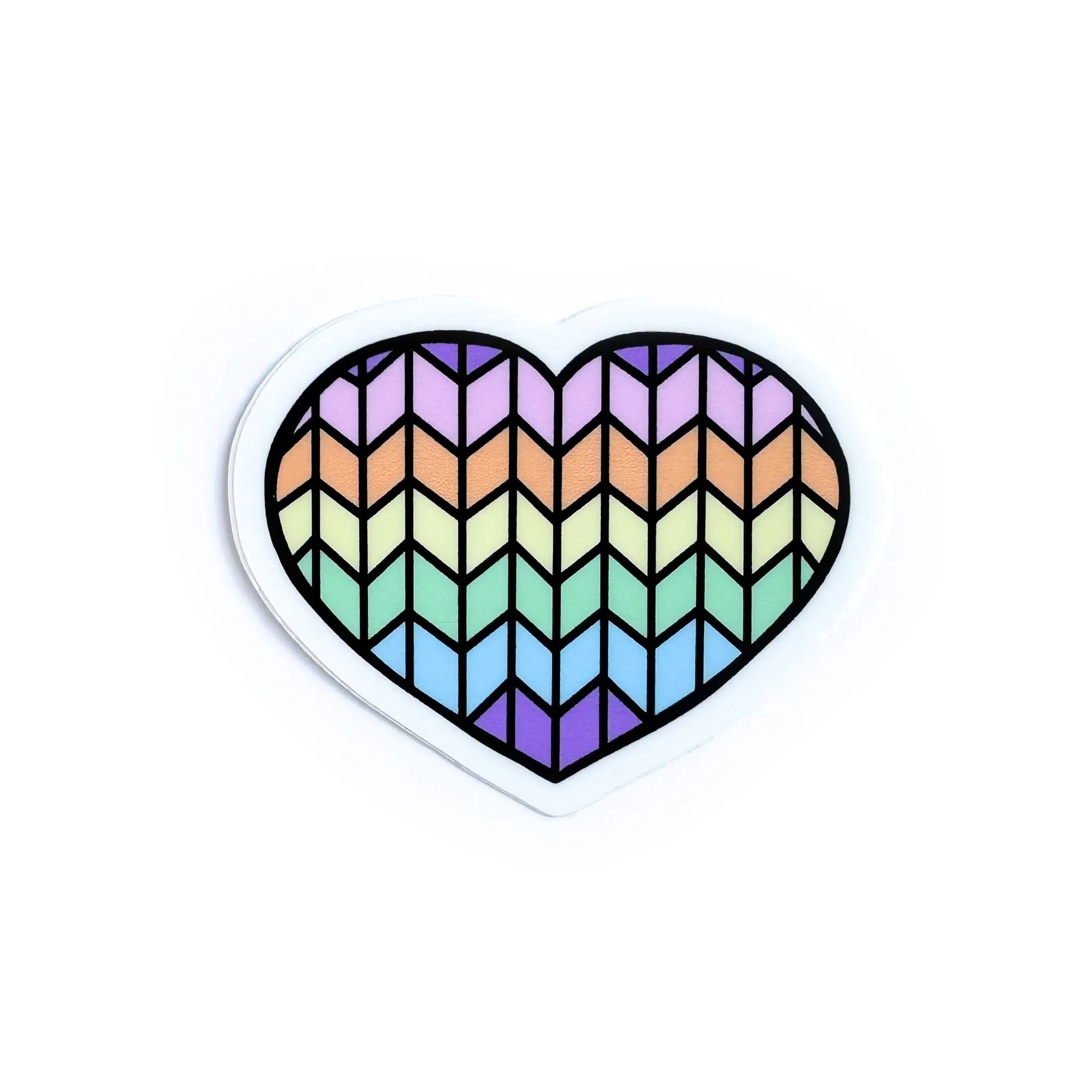 Pastel Rainbow Knit Heart Sticker