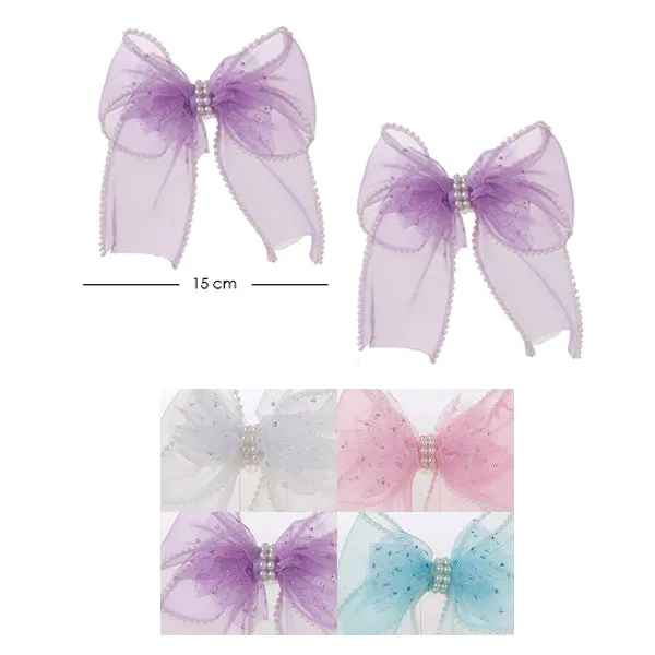 Pastel Tone Hair Bow Pin 7778 ( 24 units)