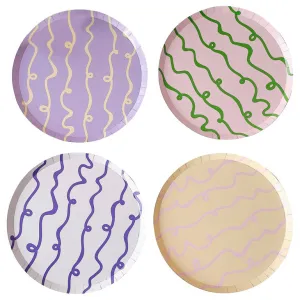 Pastel Wave Paper Plates - Pack of 8