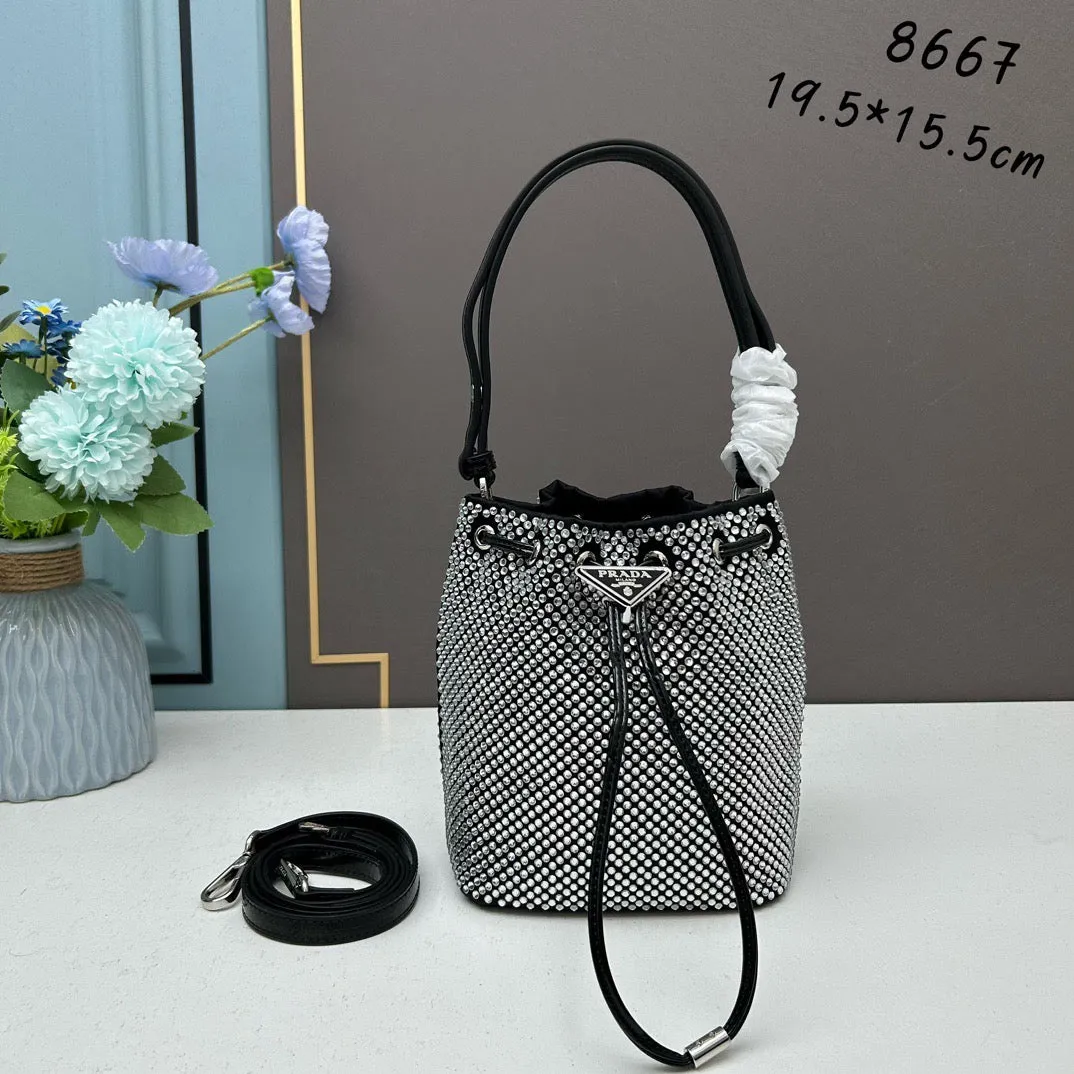 PD221 Satin Mini-bag with Crystals / 7.7x3.9x6.1inch