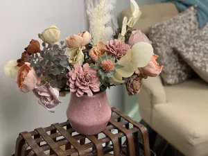 Peachy & Pink - Boho Sola Flower Arrangement