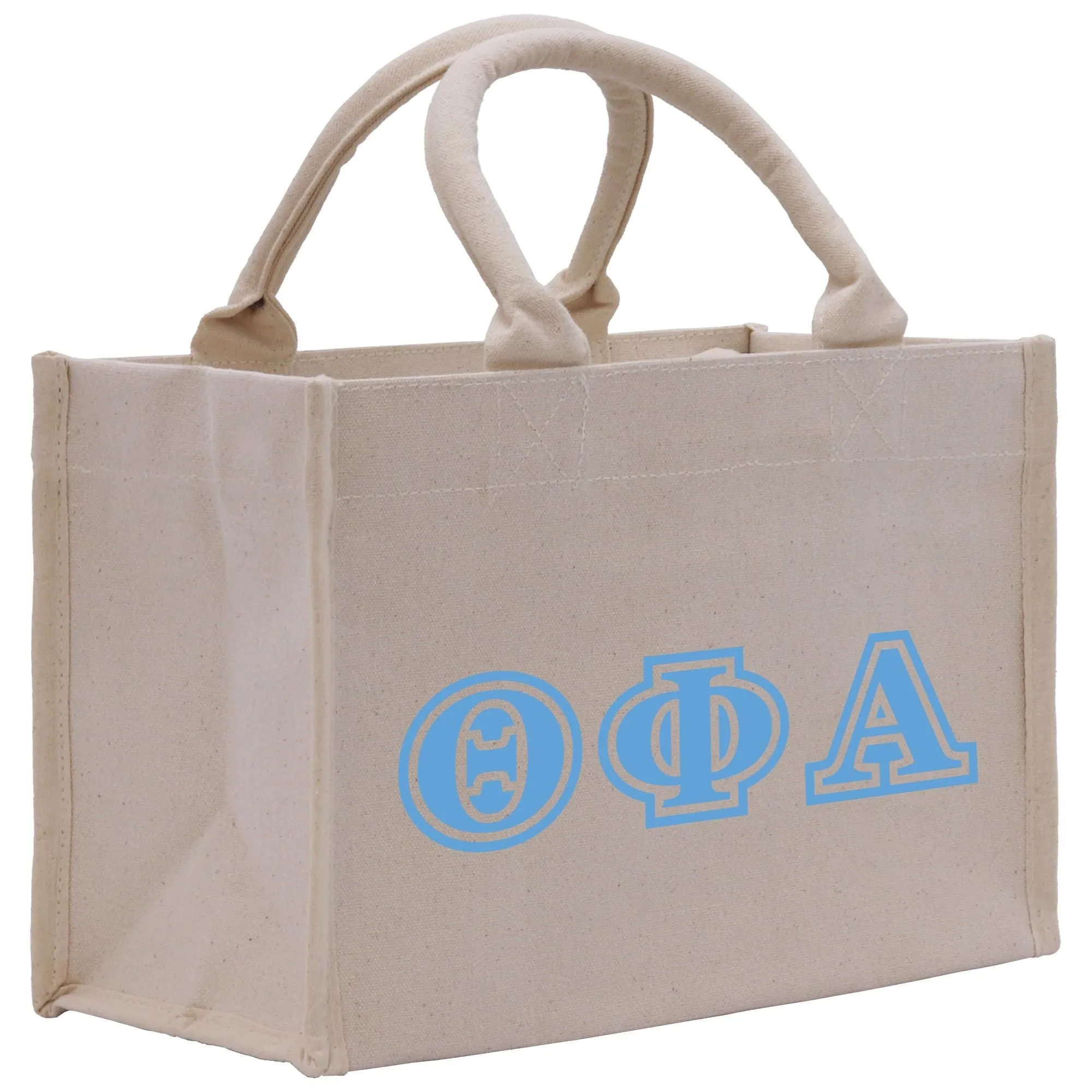 Personalized 3 Initials Sorority Canvas Small Tote Bag Custom Greek Letter Bag School University Sorority Tote Bag (STB1006)