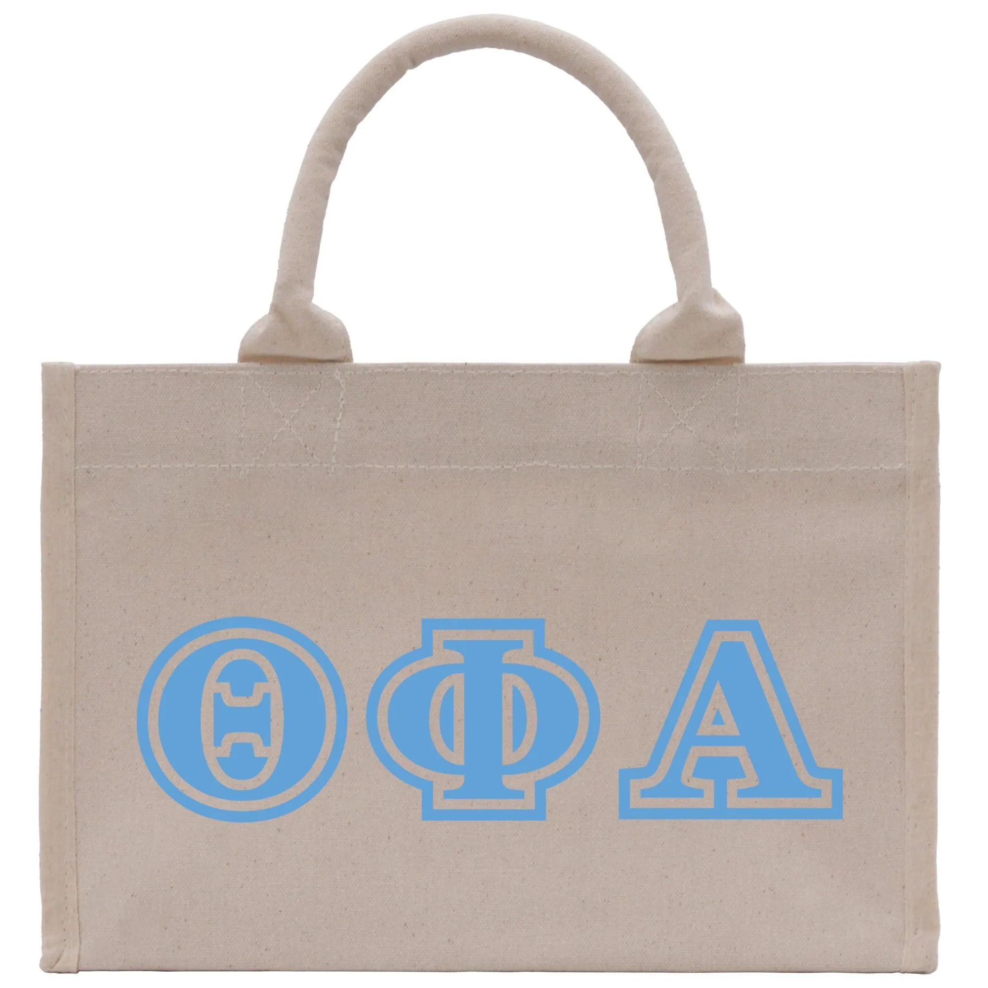 Personalized 3 Initials Sorority Canvas Small Tote Bag Custom Greek Letter Bag School University Sorority Tote Bag (STB1006)