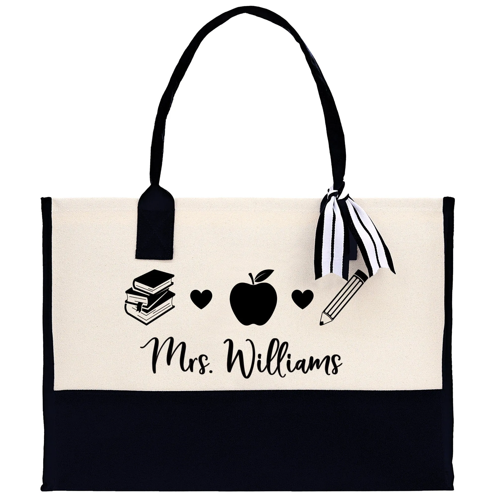 Personalized Teacher Cotton Canvas Tote Bag Gift for Teachers Life Tote Custom Teacher Appreciation Gift Bag Teacher Name Bag (TTB1032)