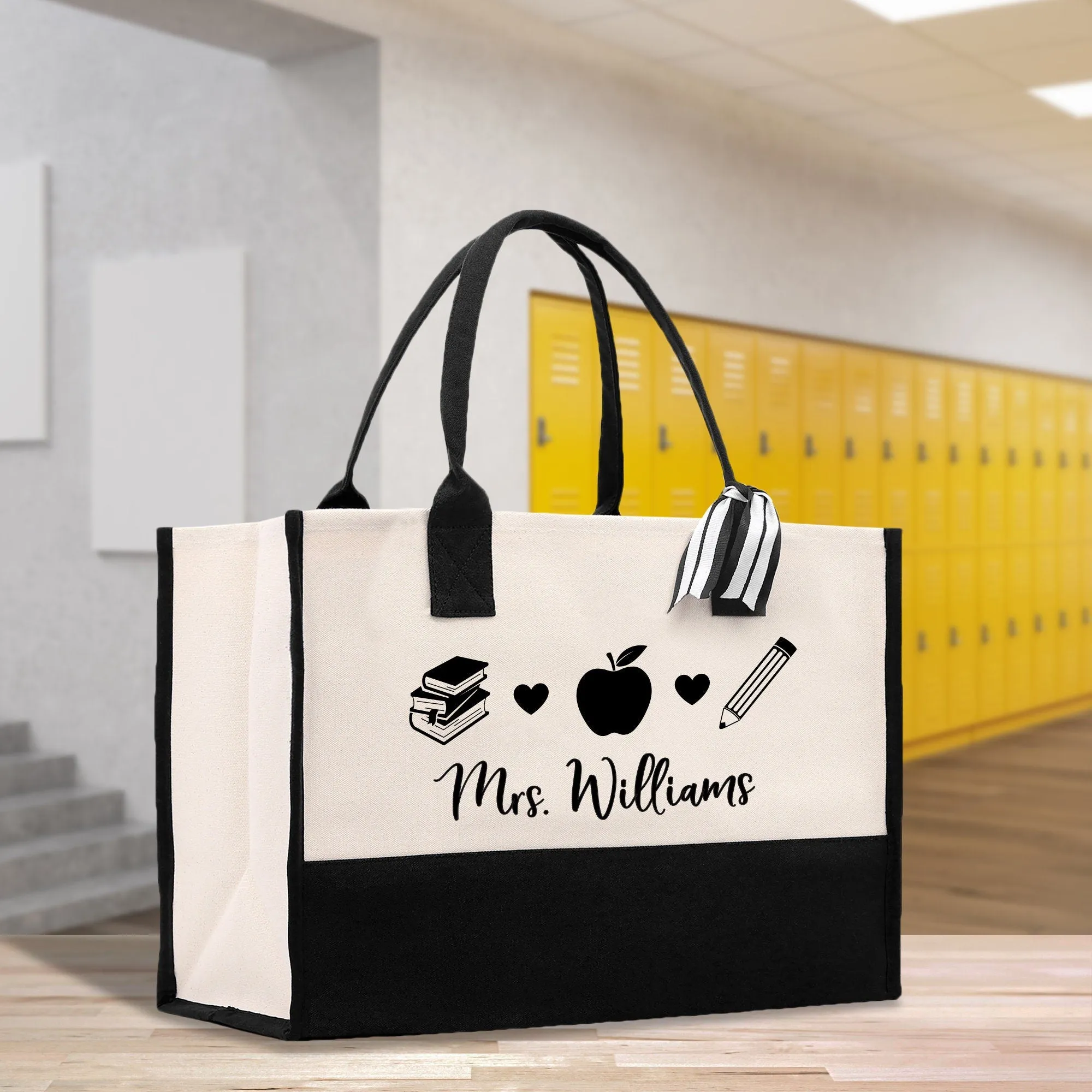 Personalized Teacher Cotton Canvas Tote Bag Gift for Teachers Life Tote Custom Teacher Appreciation Gift Bag Teacher Name Bag (TTB1032)