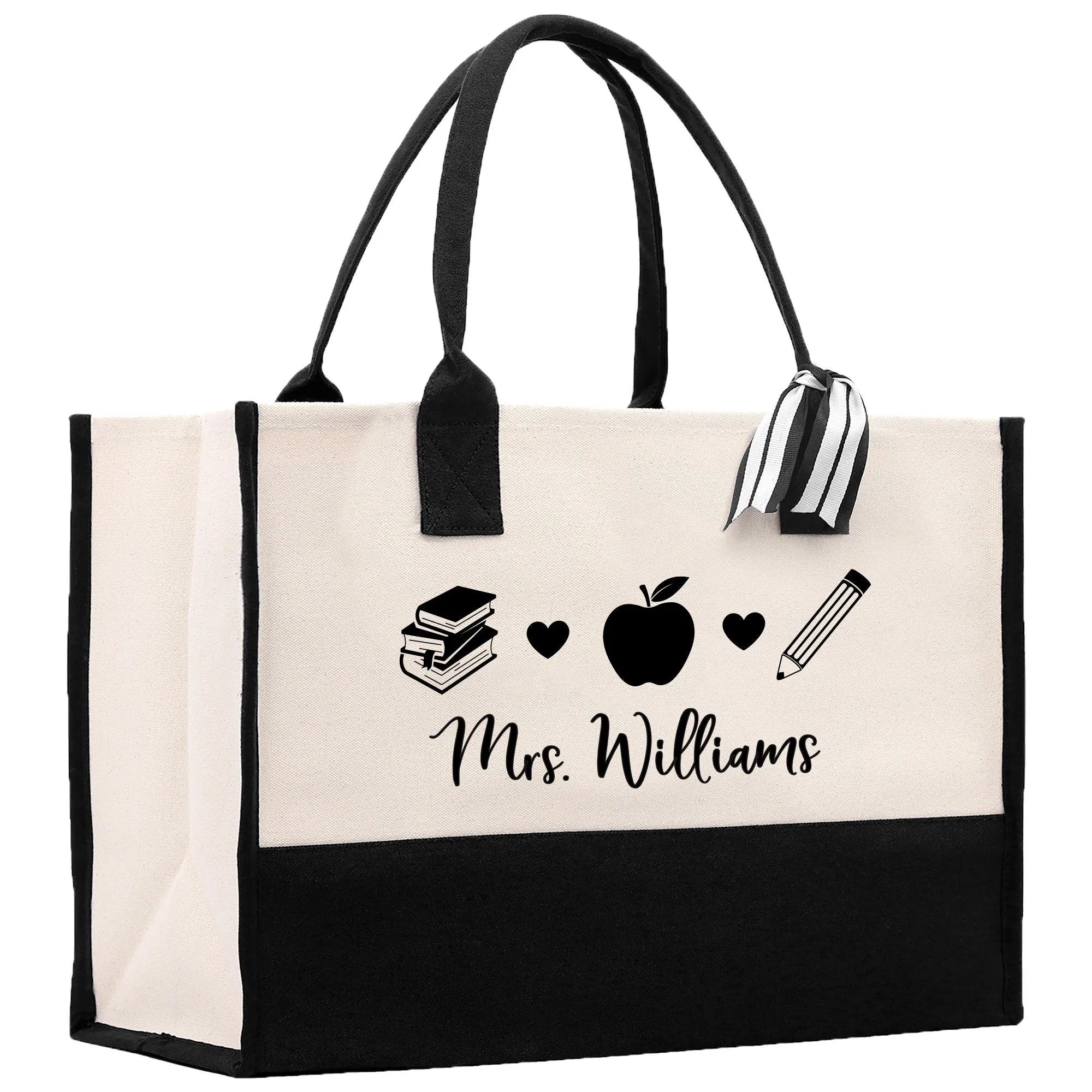 Personalized Teacher Cotton Canvas Tote Bag Gift for Teachers Life Tote Custom Teacher Appreciation Gift Bag Teacher Name Bag (TTB1032)