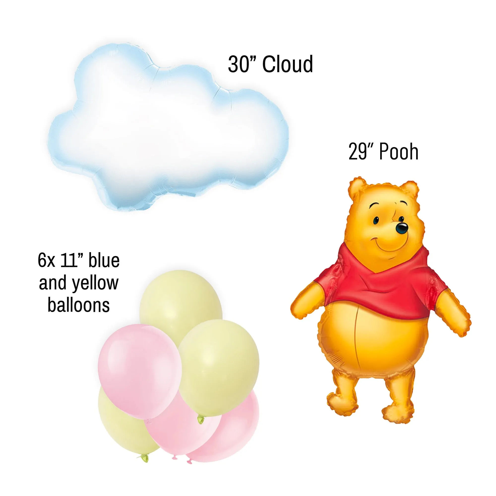 Pink and Yellow Classic Pooh Pastel Baby Shower Balloon Bouquet