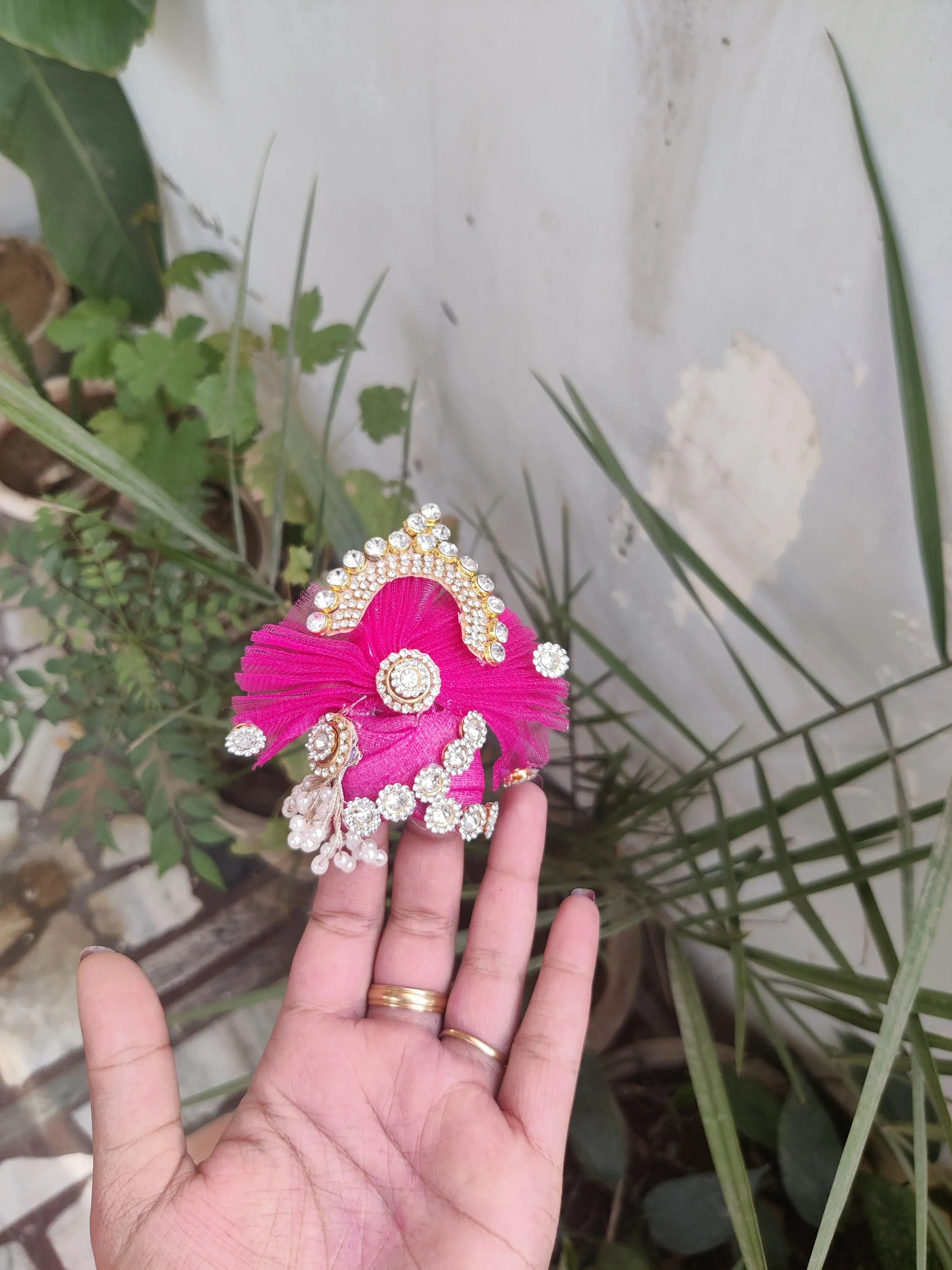 Pink haar latkan laddu gopal dress