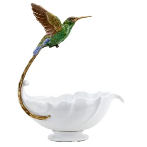 Porcelain - Ormolu  Blue Green Hummingbird With Dish