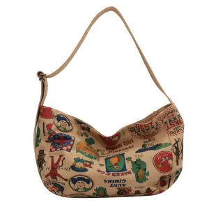 Printed canvas crossbody bag