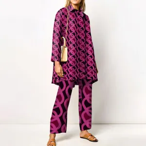 Purple Color Irregular Circle Printed 2pieces Set