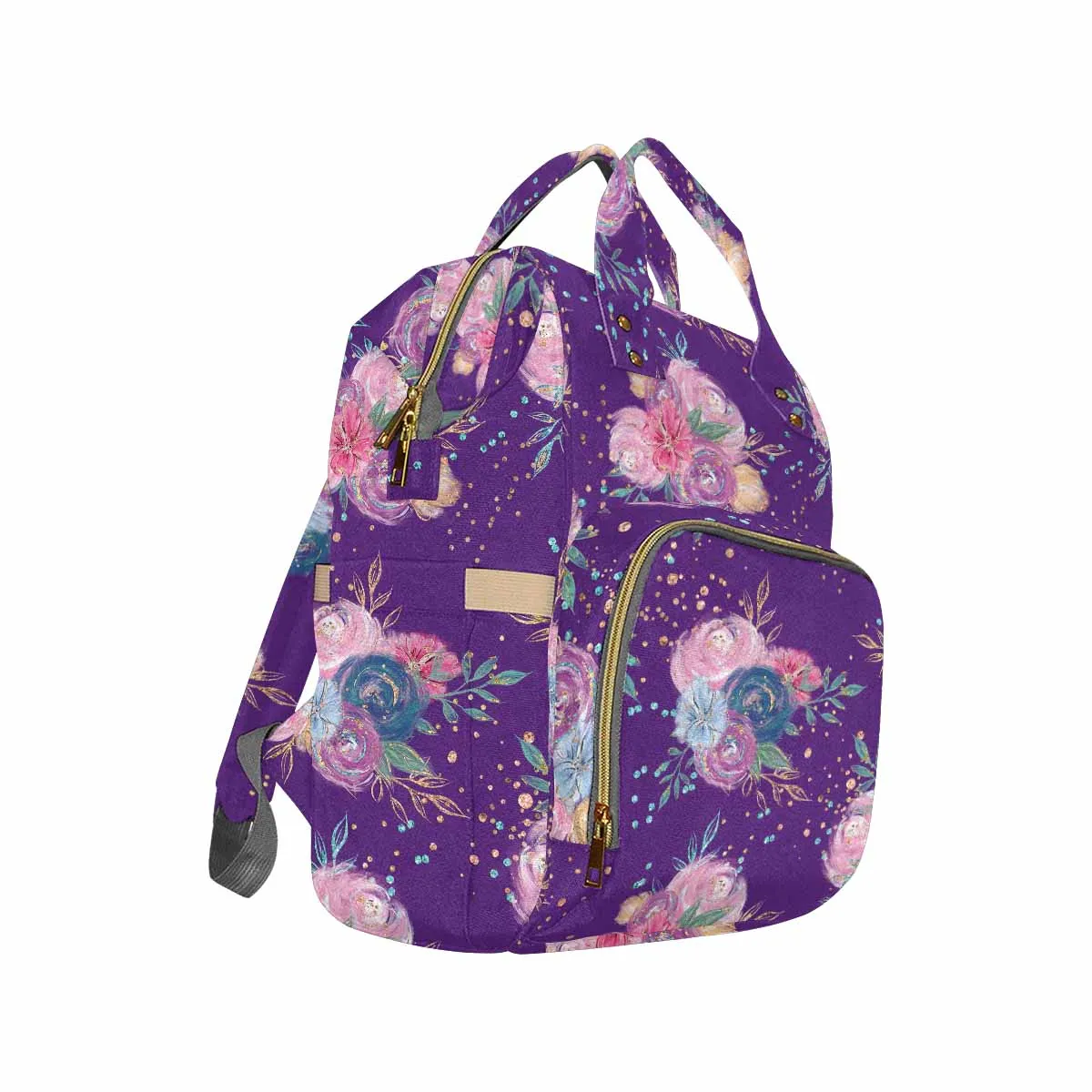 Purple Floral Diaper Bag Backpack