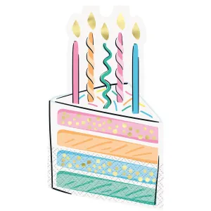 Rainbow Birthday Cake Shaped Napkins 16 Pkt