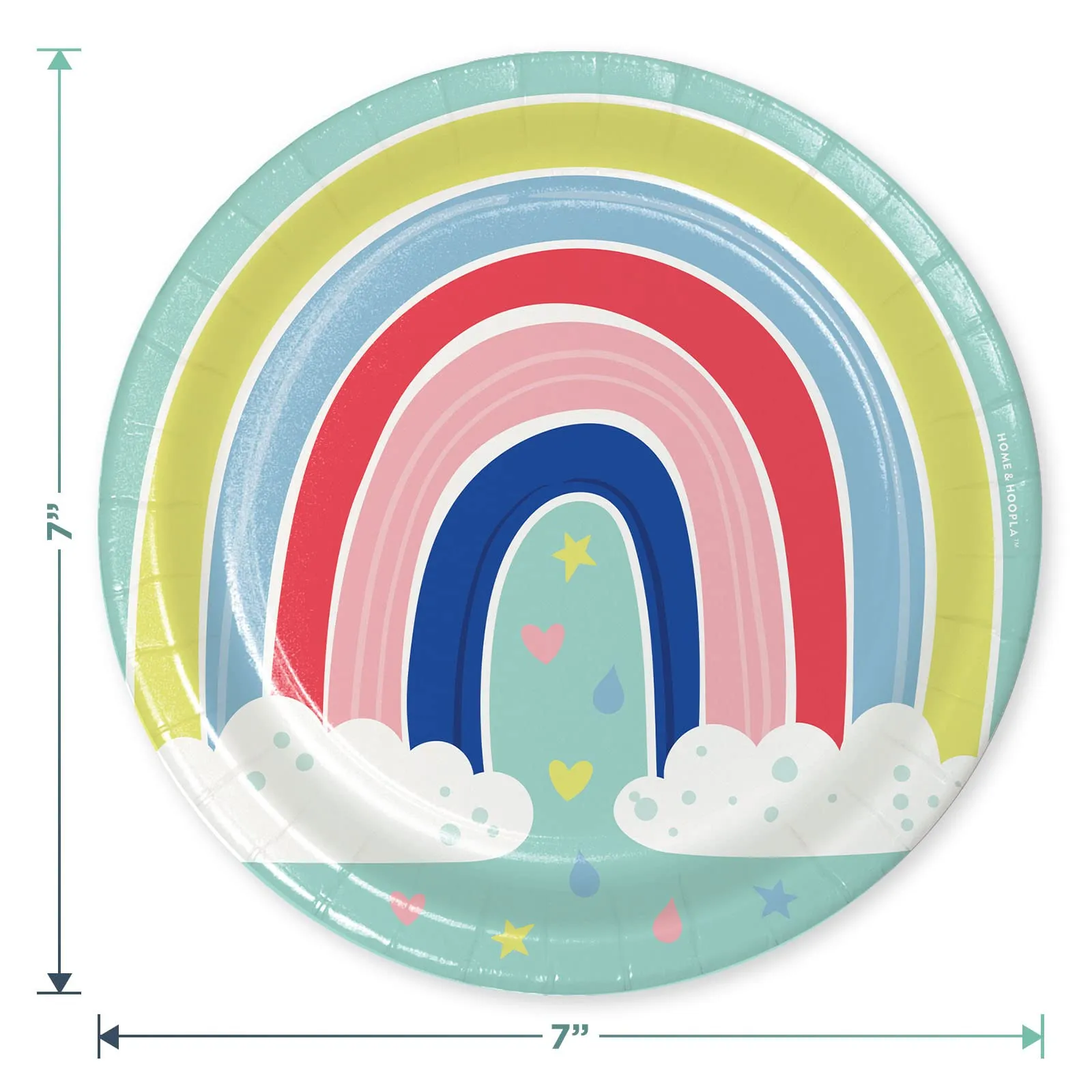 Rainbow Party Supplies - Over The Rainbow Clouds and Heart Raindrops Shower with Love Dessert Plates and Beverage Napkins (Serves 16)