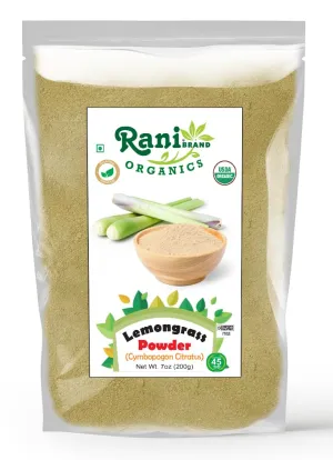 Rani Organic Lemongrass Powder (Cymbopogon Citratus) 7oz (200g) ~ All Natural | No Color | Gluten Friendly | Vegan | Non-GMO | Kosher | No Salt or fillers | Indian Origin | USDA Organic Certified